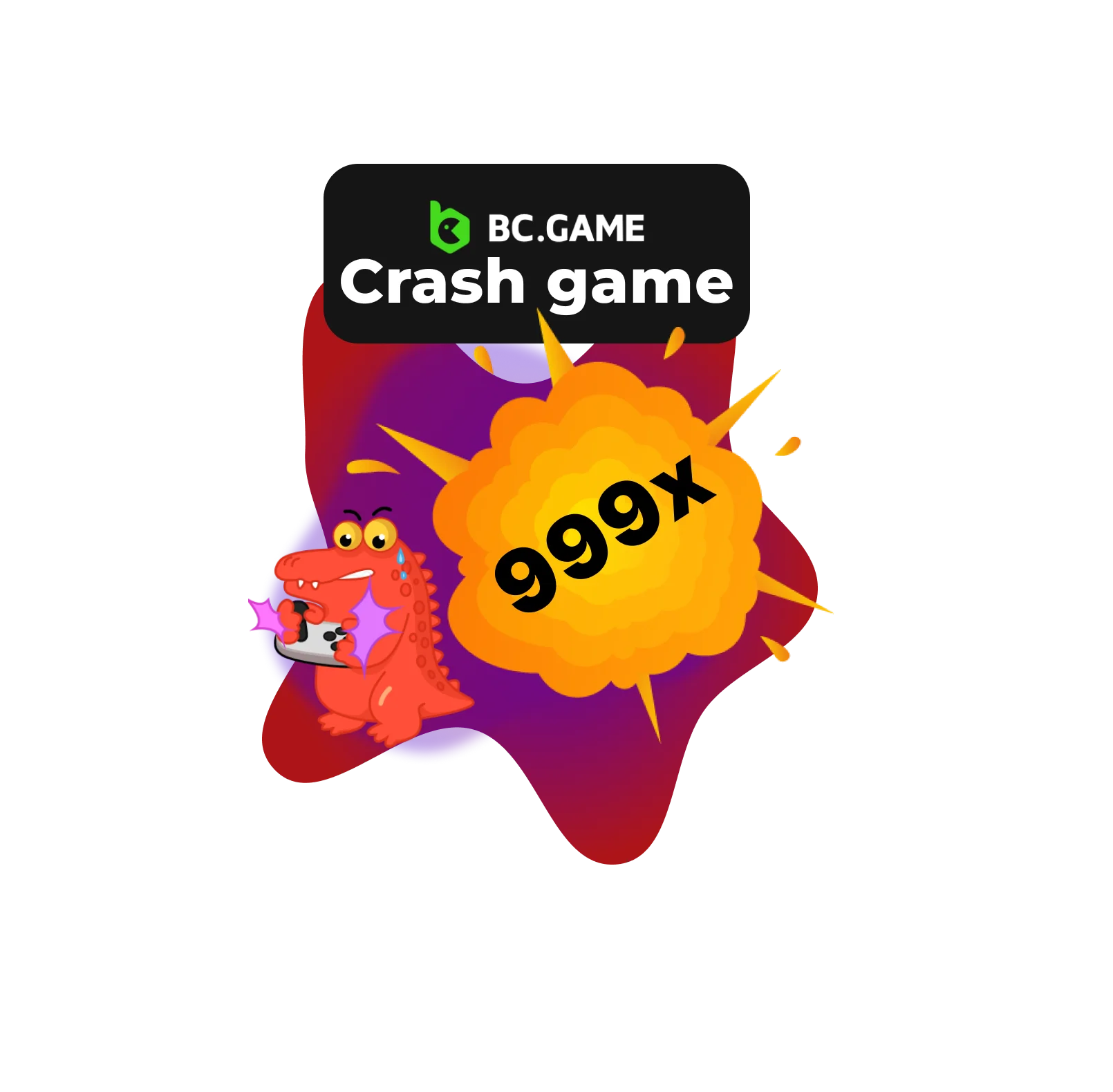 BC.Game crash banner for Iran, with a dynamic graph display with an ascending line, showing the excitement of the crash game experience.